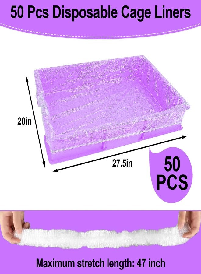 Bcautay 50 Pcs Disposable Cage Liners Clear Plastic Rabbit Cage Liner Bag Elastic Small Animal Toilet Film for Bunny Hamster Totoro Hedgehog Guinea Pig and Small Animals - Image 2